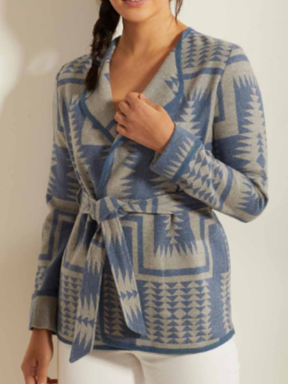 Pendleton Virgin Wool Aztec Jacket/Coat In Blue & Gray Size S - Picture 2 of 14